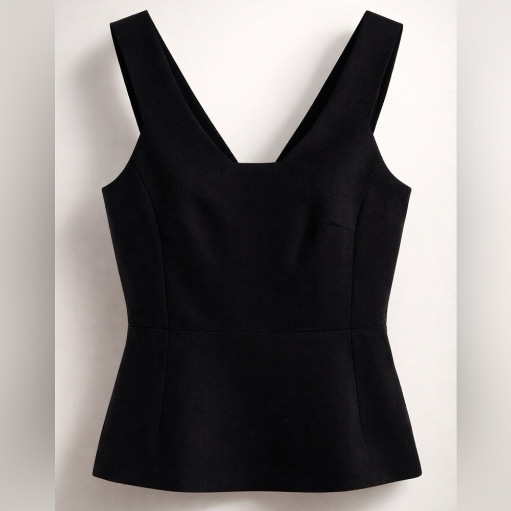 Kate Spade NWT structured peplum top, bow, black, sz6 - Picture 2 of 11